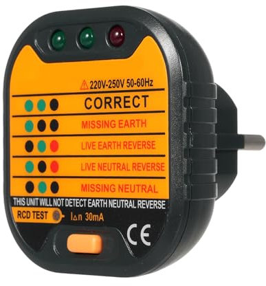 Irfora Testeur de prise, testeur de circuit électrique portable, testeur de tension de polarité, détecteur de prise électrique, détecteur de prise électrique