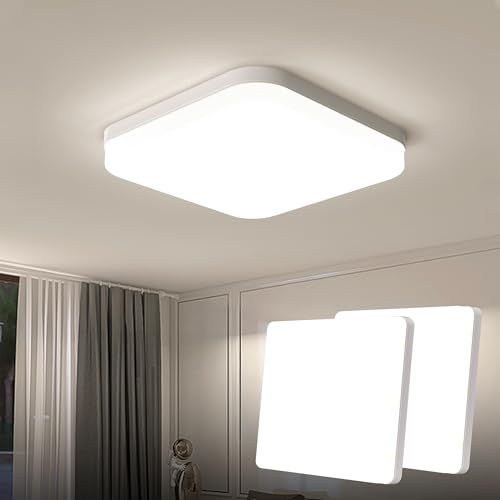 EASY EAGLE LED Deckenleuchte Quadrat: 4000K Deckenlampe LED - IP44 Decke Lampe Panel für Küche Badezimmer Wohnzimmer Keller Flur 23CM 36W (Pack of 2)
