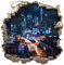 Samunshi® Wandtattoo Wandriss mit Stadt bei Nacht Skyline Fenster in andere Welt Portal Wanddekoration Wandsticker für Kinderzimmer Wohnzimmer Wanddeko 50 x 50cm