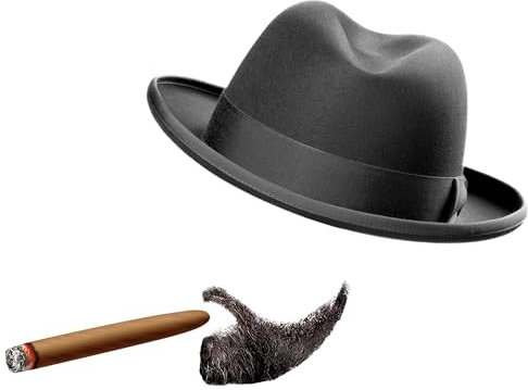 Fensteraufkleber Hut und Zigarre, The Driving Crooner Aufkleber für Fedora und Zigarre Fensteraufkleber Autoaufkleber Lustig für Auto LKW Fahrer Frauen Männer (Bart, Schwarz)
