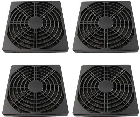 Adyoney 4 Pcs 120mm Black Square Plastic Cooling Fan Filter Cover, Dust Screen for Filter Fan Chassis, for PC Computer Case, Server Case, Mesh Design for Effective Dust Protection