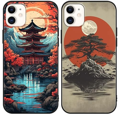 PBNDJVG 2 Stück Handyhülle für Apple iPhone 15 PRO Hülle 6.1 Zoll, Anime Japanische Art Manga Anime künstlerische Ästhetik mit Motiv Designs Case Schutzhülle Stoßfest TPU Weich Ultra Dünn Cover -01