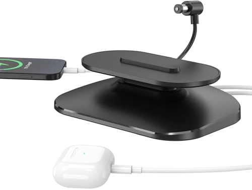 PlusAcc Verstellbarer Ständer für Samsung & Show 8 (1. & 2. Gen) - Ladestation Mit USB-A und USB Type C Ladeanschlüssen. Ladegerät Halterung für iPhone Smartphones und Kopfhörern (Schwarz)