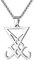 JewelryWe Siegel von Luzifer Kette Herren: Silber Edelstahl Satanisches Symbol Sigil of Lucifer Satan Anhänger Religiöse Halskette Heidnisch Wicca Amulett Schmuck für Männer
