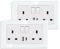 JIMEIDA 2 Pack White Double Switched Socket 13 Amp Glass Panel with USB-A And Type-C Charging Ports Crystal Wall Outlet Electric Power Socket
