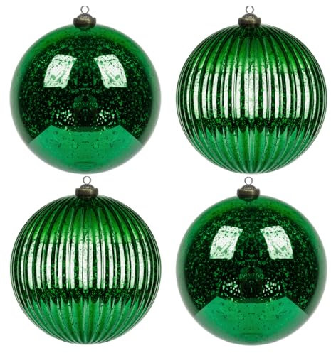 4 Stuck weihnachtskugeln Grun Kunststoff 15cm groß XXL christbaumkugeln Plastik fur weihnachtsbaumschmuck weihnachtsdeko