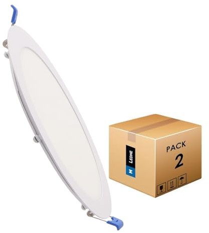 M Ledme - Pack 2, Downlight LED 220mm 20W, 2000 lumens, Panneau Circulaire Extra Slim, Couleur Lumière Neutre (4500K), Coupe Standar 205 mm, Driver inclus, LM5552