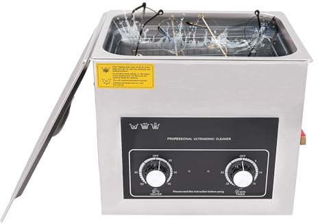 ROMYIX Ultrasonic Cleaner with Digital Timer & Heater,10L Ultrasonic Cavitation Machine, 304 Stainless Steel Professional Ultrasonic Cleaner for Jewellery Dentures Carburetors Coins(Knob switch)