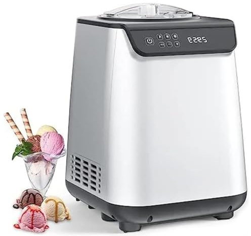 HLGKBY 135W Ice Cream Machine, Fully Automatic Ice Cream Maker with Built-in Compressor, Fruit Yogurt Machine Pre-freezing is No Needed, Removable Ice Cream Bowl Making Ice Cream