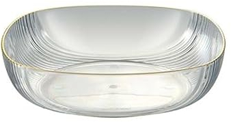 ABNNHK Piatto da frutta multiuso da cucina in plastica trasparente, vassoio per snack, vassoio da portata per verdure, stoviglie (Argento 23,8 cm)