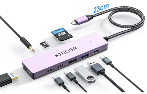 Hub USB C Docking Station: 9-in-1 Adattatore Multiplo con 4K HDMI USB3.0 Type-C PD 3.5mm AUX e TF/SD, Docking Station USB C Compatibile con i Dispositivi MacBook Pro/Air iPad iPhone Surface Book ecc.