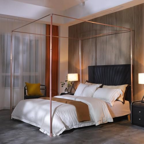 Beyeutao Roségold Betthimmel Rahmen 150 x 200 cm Aluminiumlegierung Mückennetz Rahmen Baldachin Rahmen Bed Canopy Frame Vier Poster Bettrahmen Betthimmel Rahmen Betthimmel Pole Schrauben Design.