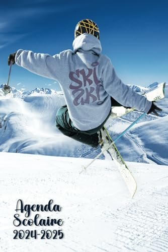 Agenda scolaire 2024-2025 Ski: Garçon, fille - Collège, lycée, étudiant, C.M.2 - 2 jours par page - Format 15,24 x 22,86 cm (proche A5) - Ski alpin, montagne & sports d'hiver