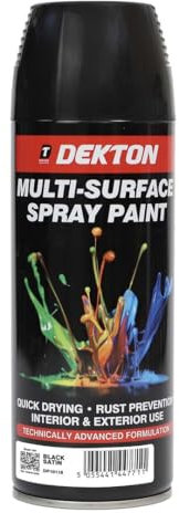 Inspired Essentials - All Purpose Aerosol Spray Paint 400ml Quick Drying Spray, Fast Dry and Excellent Coverage for Metal, Wood, Plastic and More (1, Dekton Black Satin)