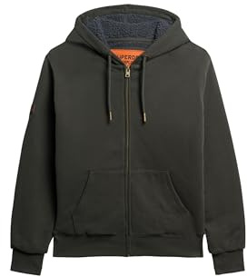 Superdry Herren Kapuzenjacke mit Teddyfellfutter Verwaschenes Schwarz XXL