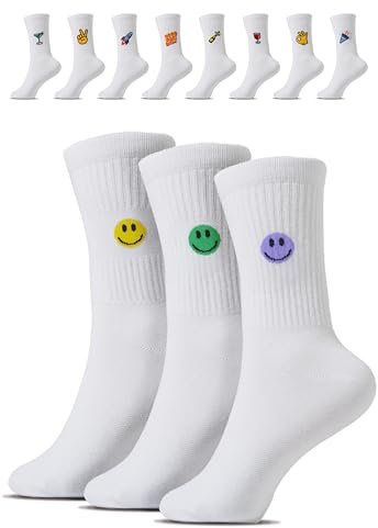 Lustige Socken mit Motiv (3 Paar), Geschenke für Frauen & Männer, Fun-Socken aus Baumwolle, Tennissocken für Damen & Herren