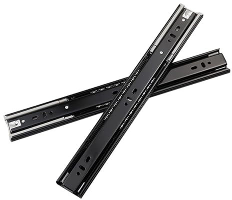 WANGCEPLSD Schubladenschienen, 1 Paar Push-to-Open-Schubladenführungen 45 Kg Tragkraft Seitliche Montage Griffloses Kugellager Vollauszug Touch-Schienen Schrankführung Schwarz(18in)