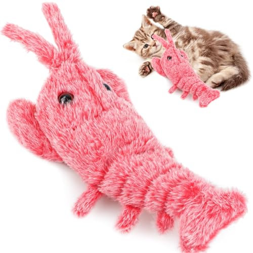 Byffoer Floppy Lobster Interaktives Hundespielzeug,Neuer Wiederaufladbarer Kuscheltierhund Katzenspielzeug Elektrisch,USB Aufladbar Plüsch Hummer Katzen Spielzeug für Katzen Hund