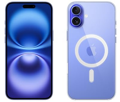 Apple iPhone 16 Plus 256GB: 5G Mobile phone with Apple Intelligence - Ultramarine + Clear Case with MagSafe