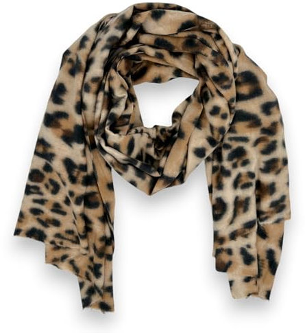 Ziona Damen Schal leopardenmuster Winter Oversized 190 x 90 cm im leo-print Herbst Halstuch