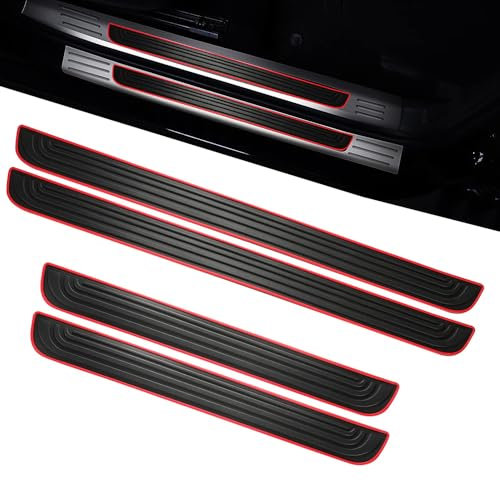 KDPOQAPD 4 PCS Car Door Sill Protector Strips, for MG ZS EV HS GT MG4 3 5 6 7 RX5 RX8 Car Door Sill Trim Strips Anti-Scratch Entry Guards