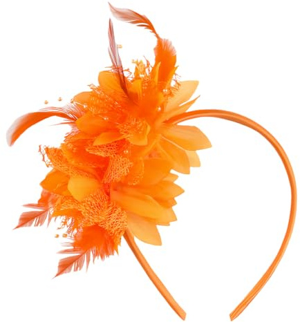 Feder Haarreif mit Künstlichen Blumen, 1920er Feder Haarschmuck Stirnband, Fasching Kopfschmuck Damen, Haarreif Fasching, Fascinator Haarreifen Damen für Karneval Cocktail Hochzeit Cosplay Party