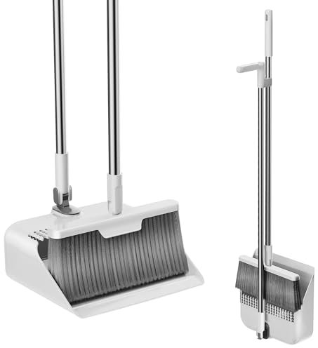 Magic Air Broom with Dustpan, Household Magic Silicone Broom, Multifunction Squeegee and Fixed Scraper, Magic Broom with Extra-Long Adjustable Aluminum Handle for Floor, Glass, and Tile