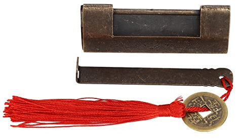 Aoveew Cadenas chinois antique en laiton de style chinois, cadenas horizontal pour utilitaire de décoration