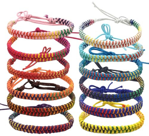 JAWUZ 12 pezzi braccialetti amicizia braccialetto dell'amicizia braccialetti della fortuna Braccialetto intrecciato bohémien Braccialetti dell'amicizia intrecciati