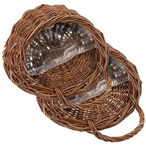 2pcs Hanging Woven Storage Basket Decorative Wall Planter for Flowers and Plants Rustic Rattan Design for Home Decor and Space Saving Kitchen Bathroom Living Room
