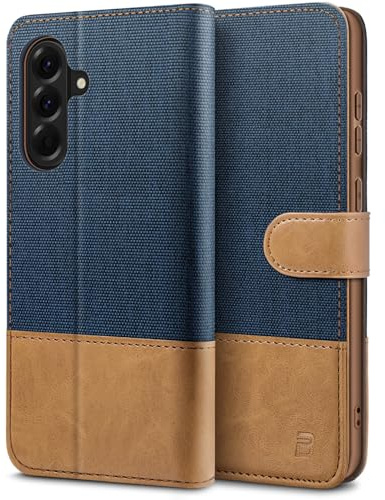 BEZ Handyhülle für Samsung Galaxy A56 5G Hülle, Tasche Kompatibel für Samsung A56 5G, Schutzhüllen aus Klappetui mit Kreditkartenhaltern, Ständer, Magnetverschluss, Blaue Marine