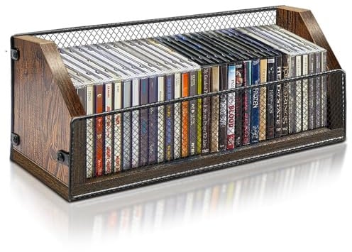 PUTNATRUE CD Storage Rack CD Case,Wooden CD Organizer,Retro-style CD Holder Shelf Decorate Home and Office,Perfect Ideal for Blurays, Cassette,Toys and Medicine