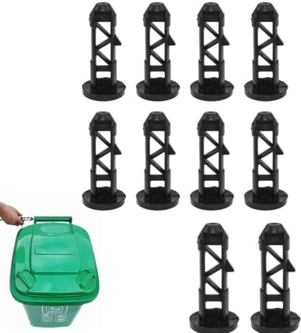 Wheelie Bin Lid Hinge Pins, 10pcs Wheelie Bin Compactor Lid Locks (60mm x 30mm), Durable Black Plastic Replacement Pins for Wheelie Bin Lids, Fits Most Household Commercial Wheeled Trash Bins