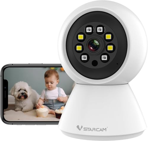 VSTARCAM WLAN Überwachungskamera Innen – 360° Pan/Tilt Kamera 3MP Full HD mit Nachtsicht, Bewegungserkennung & Zwei-Wege-Audio, ideal für Baby Überwachung & Haustier Kamera
