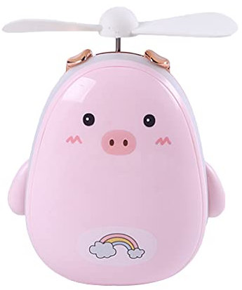 THINCAN Electric fan,Portable Cartoon LED Light Makeup Cosmetic Beauty 2 In 1 Handheld Fan USB Rechargeable Cooling Fan