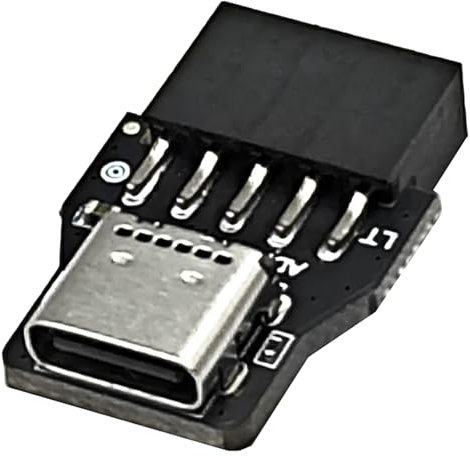 Fazvncv Adaptador de cabecera de panel frontal USB 2.0, conexión interna de 9 pines a USB C para placa base