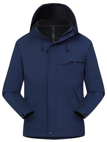 DUHENWU Damen Outdoor 3 In 1 Jacken Mit Kapuze Winddichte Warm Wasserdicht Atmungsaktiv Softshell Multifunktions Jacke Tasche Atmungsaktive Kapuzenjacke Einfarbig Loose Fit Outdoorjacke