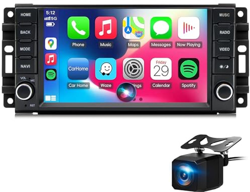 Autoradio Android pour J-eep Wrangler 2007-2018 et Chrysler Dodge Ram 1500 2500 3500 2009-2012 Carplay sans fil écran tactile 7 pouces Bluetooth WiFi GPS radio FM caméra de recul(Color:4 CORE 2+32G)
