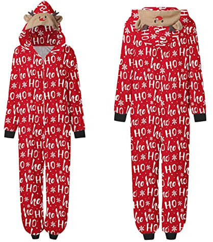 Generisch ·2025 Maman Combinaison pour Noël Famille Pyjamas Imprimé Grande Tête Grenouillère à Manches Longues Carreaux Doux Décontracté Vacances Pyjama Noël Couple