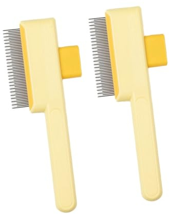 2PCS Dog Hair Brush Detangling Hair Comb With SelfCleaning Design For Shedding Furs Removal Ergonomic NonSlip Handle Pet Grooming Brush