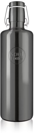 soulbottles Edelstahl-Trinkflasche 1,2 L Obsidian • im mattschwarzen Design • 100% plastikfrei, federleicht & bruchfest • Geeignet für Kohlensäure & Spülmaschine • Ideal für Reisen, Outdoor & Alltag
