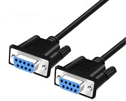 Harrisen 10ft RS232 Serielles Verlängerungskabel 9 Pin Buchse zu Buchse | Gerade durch, 28AWG, 3m, Für Laptop