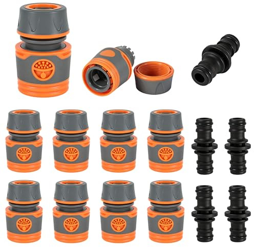 15 Stück Schlauchkupplung, 1/2 Zoll Schlauch Kupplungs Satz mit Kupplungs, 2 in1 Wasserhahn Anschluss für Garten Schlauch Schneller Anschluss, Schlauchanschluss für Familie Garten