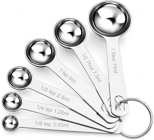 Measuring Spoons Set,6 Pcs Heavy Duty Stainless Steel Measuring Spoons, Tablespoon Teaspoon for Dry or Liquid Ingredients, for Coffee/Baking or Cooking Ingredients Measuring
