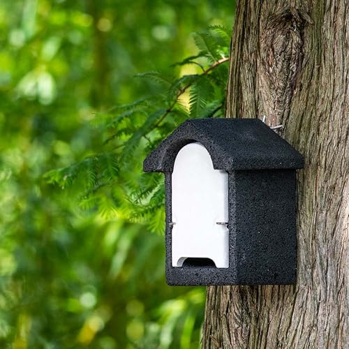 CJ Wildlife Fledermauskasten – Fledermaushaus – Holzbeton Schwarz – Unterschlupf für Zwergfledermäuse – Atmungsaktiv – ca. 4 kg