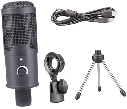 Zerodeko Mikrofon aus Abs Kondensatormikrofon mit Nierencharakteristik USB Inkl Halterung Schwarz Frequenzbereich 20hz-20000hz SNR 78db Zufälliger Stil für PC Gaming Konferenzen und Live