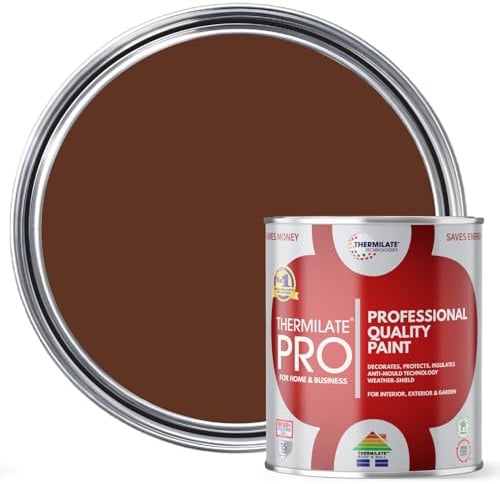 Thermilate PRO FLEX Interior & Exterior Paint - Professional Multi-Surface Paint & Primer for All Walls, Wood, Furniture, Kitchen Cupboards & Garden | All-in-One - Leaf Brown - 1L - Matt