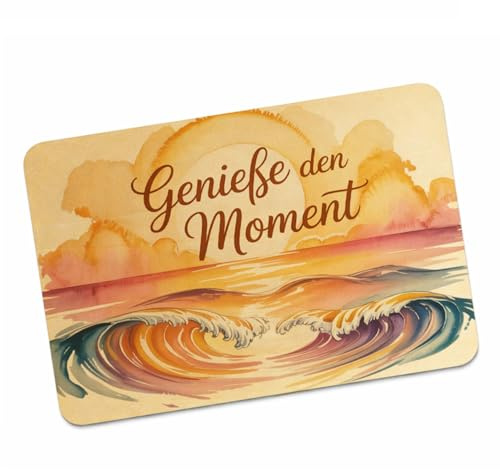 speecheese Sonnenuntergang Genieße den Moment Postkarte aus Holz Naturliebhaber Spruch auf Echtholz - ideal für Reisende