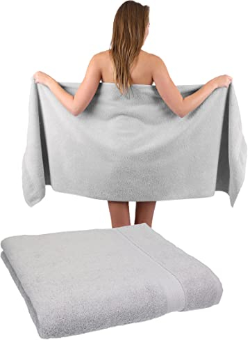Betz 2 Stück Saunatücher XXL Badetuch Liegetuch Strandlaken Saunahandtuch Premium Frottee 100% Baumwolle Größe 70 x 200 cm Farbe Silbergrau