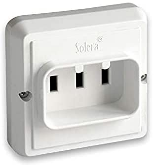 Base bipolar 25A retráctil, ideal para cocinas, ofrece seguridad y comodidad en la conexión eléctrica. Perfecta para uso doméstico.
